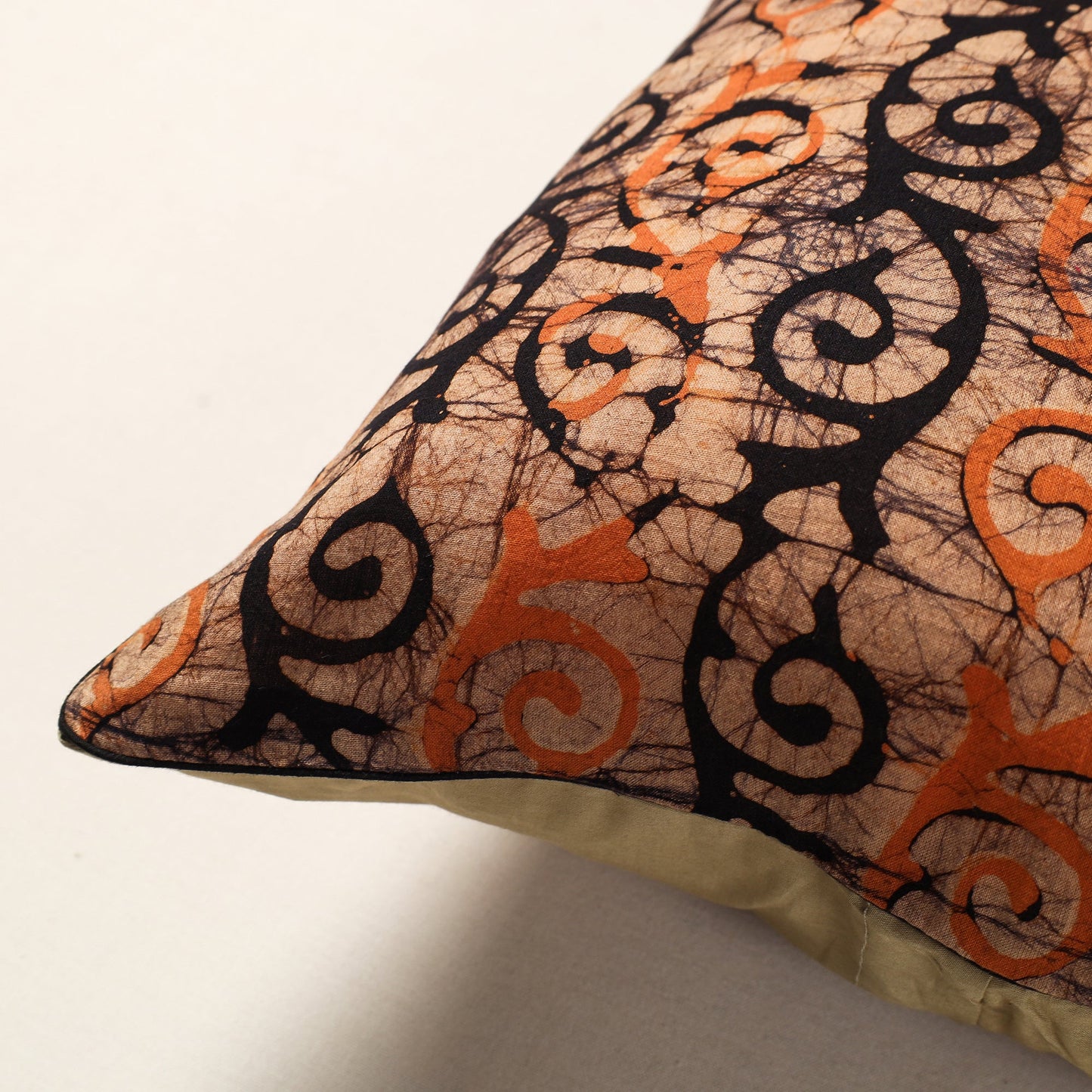 Brown Hand Batik Printed Cotton Cushion Cover