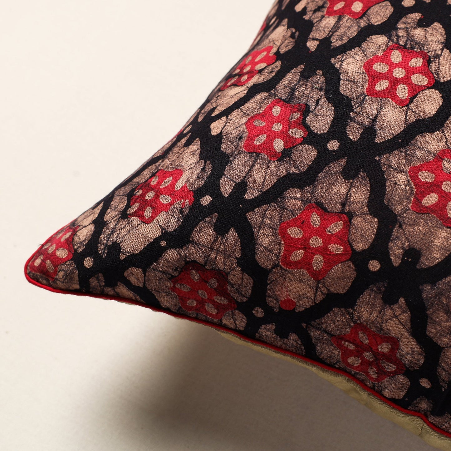 Brown Hand Batik Printed Cotton Cushion Cover