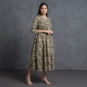  Hand Batik Printed Cotton Flared Gher Dress 