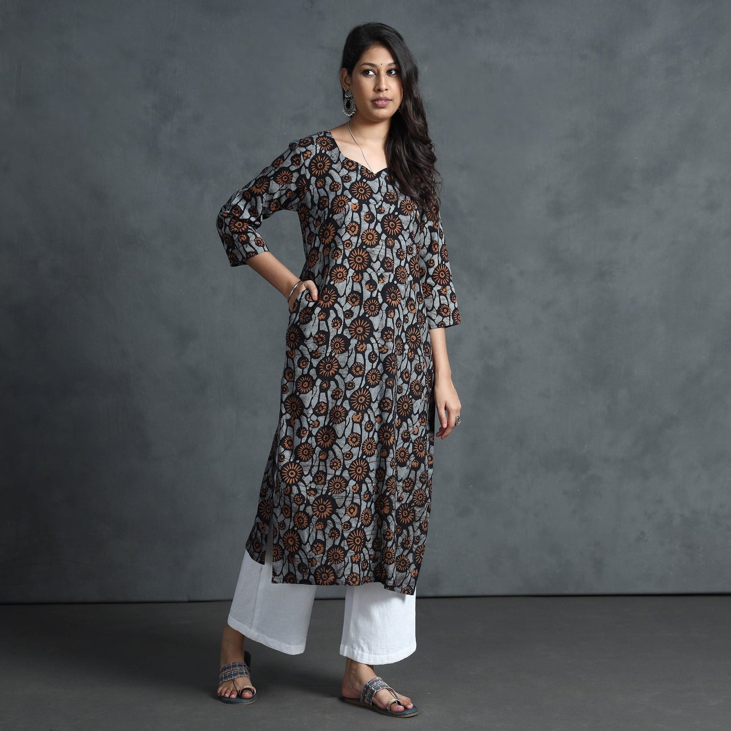 Buy Hand Batik Printed Cotton Kurta for Women