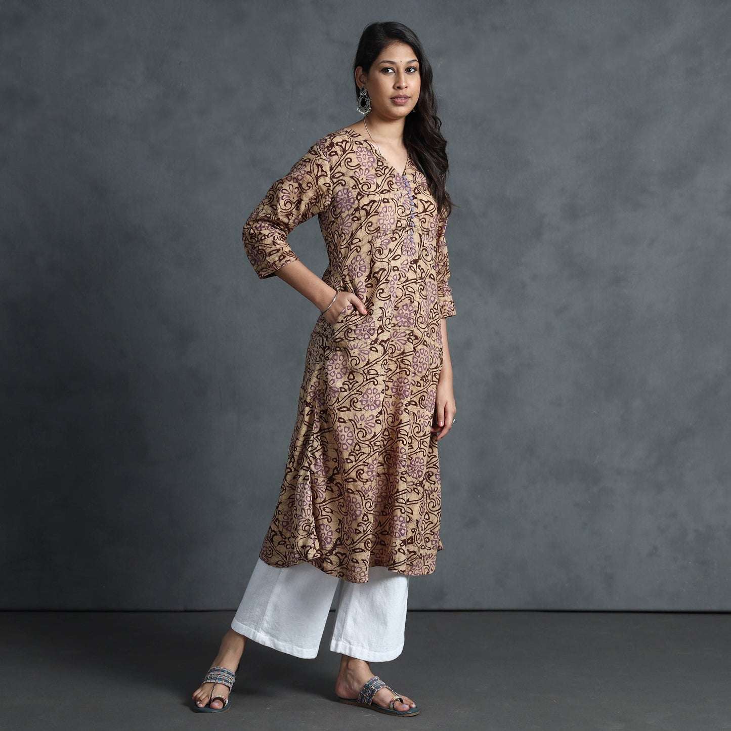 Buy Hand Batik Printed Cotton Kurta for Women