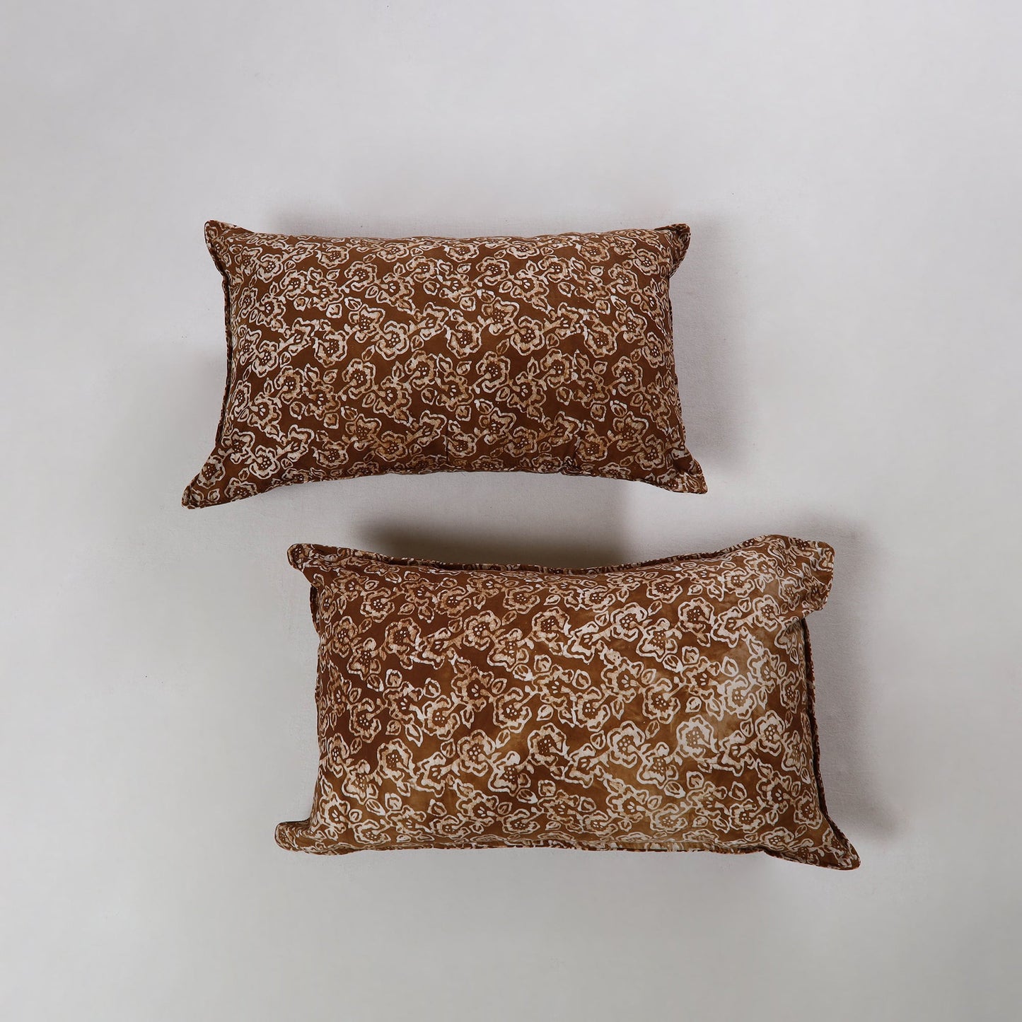Brown - hand batik printed cotton pillow cover (set of 2)