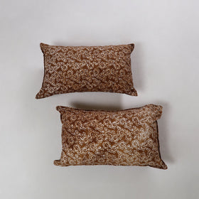 Brown - hand batik printed cotton pillow cover (set of 2)