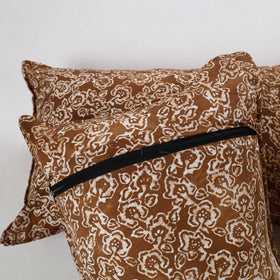 Brown - hand batik printed cotton pillow cover (set of 2)
