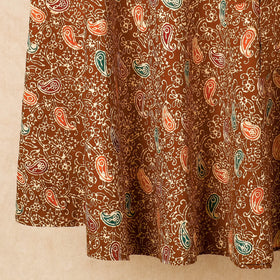 Brown Hand Batik Printed Cotton Wrap Around Skirt 