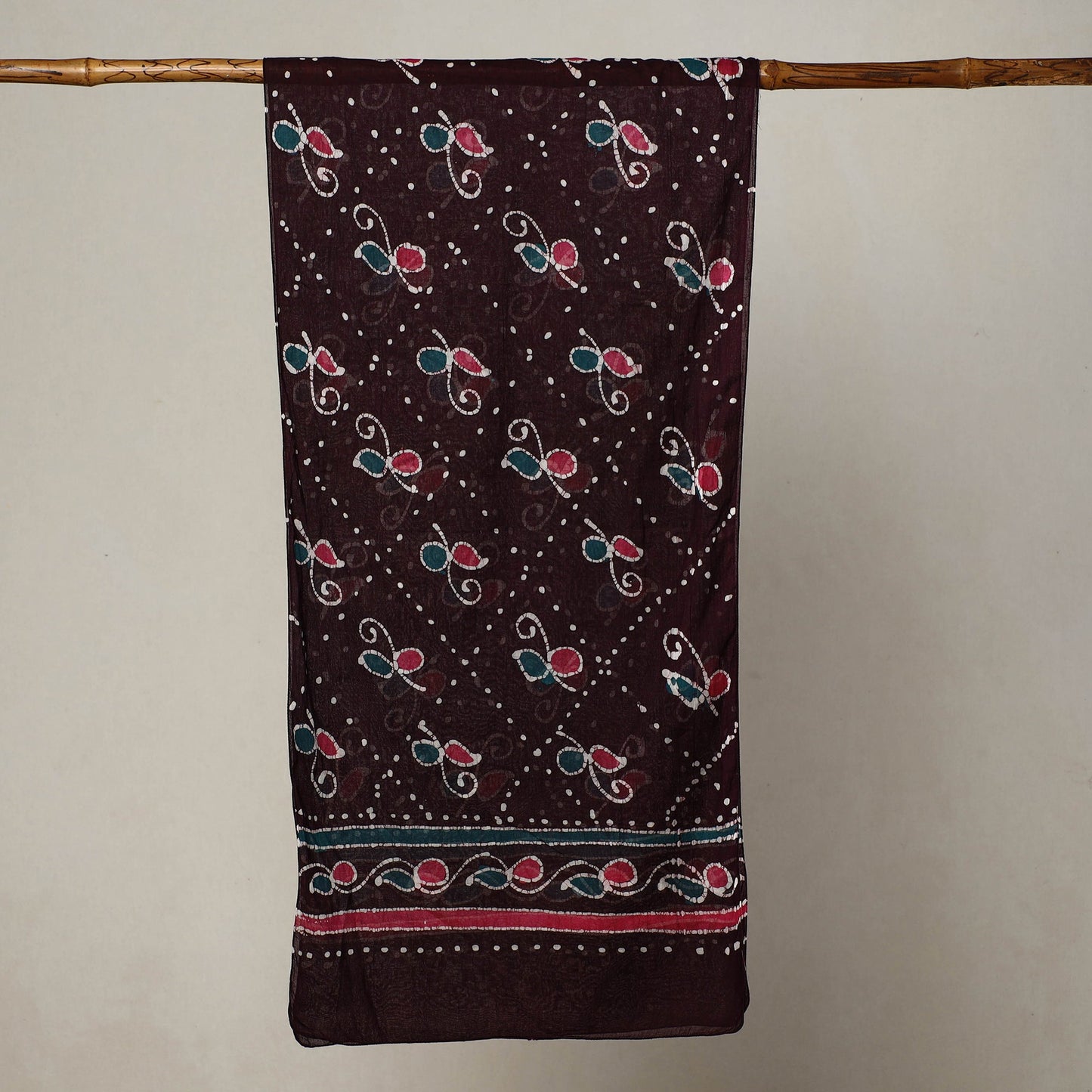 Brown - hand batik printed mul cotton stole 01 - handcrafted