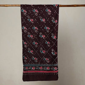 Brown - hand batik printed mul cotton stole 01 - handcrafted