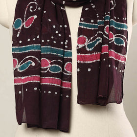 Brown - hand batik printed mul cotton stole 01 - handcrafted
