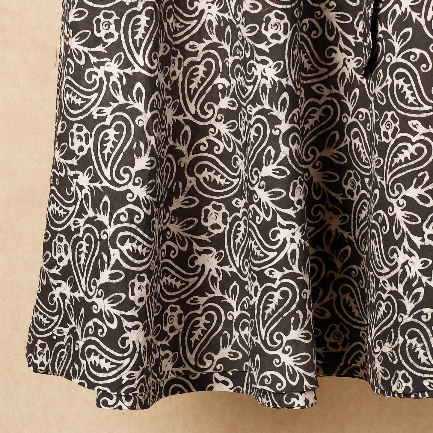 Brown Hand Batik Printing Cotton Wrap Around Skirt 