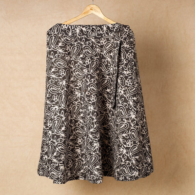 Brown Hand Batik Printing Cotton Wrap Around Skirt 