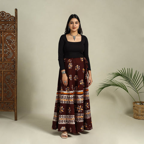 Buy Hand Batik Print Running Stitch Cotton Long Skirt