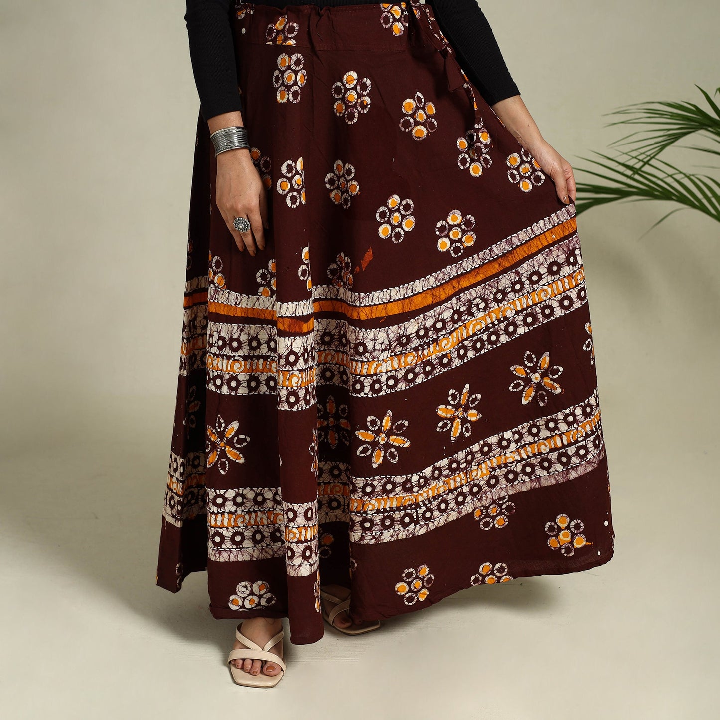 Buy Hand Batik Print Running Stitch Cotton Long Skirt