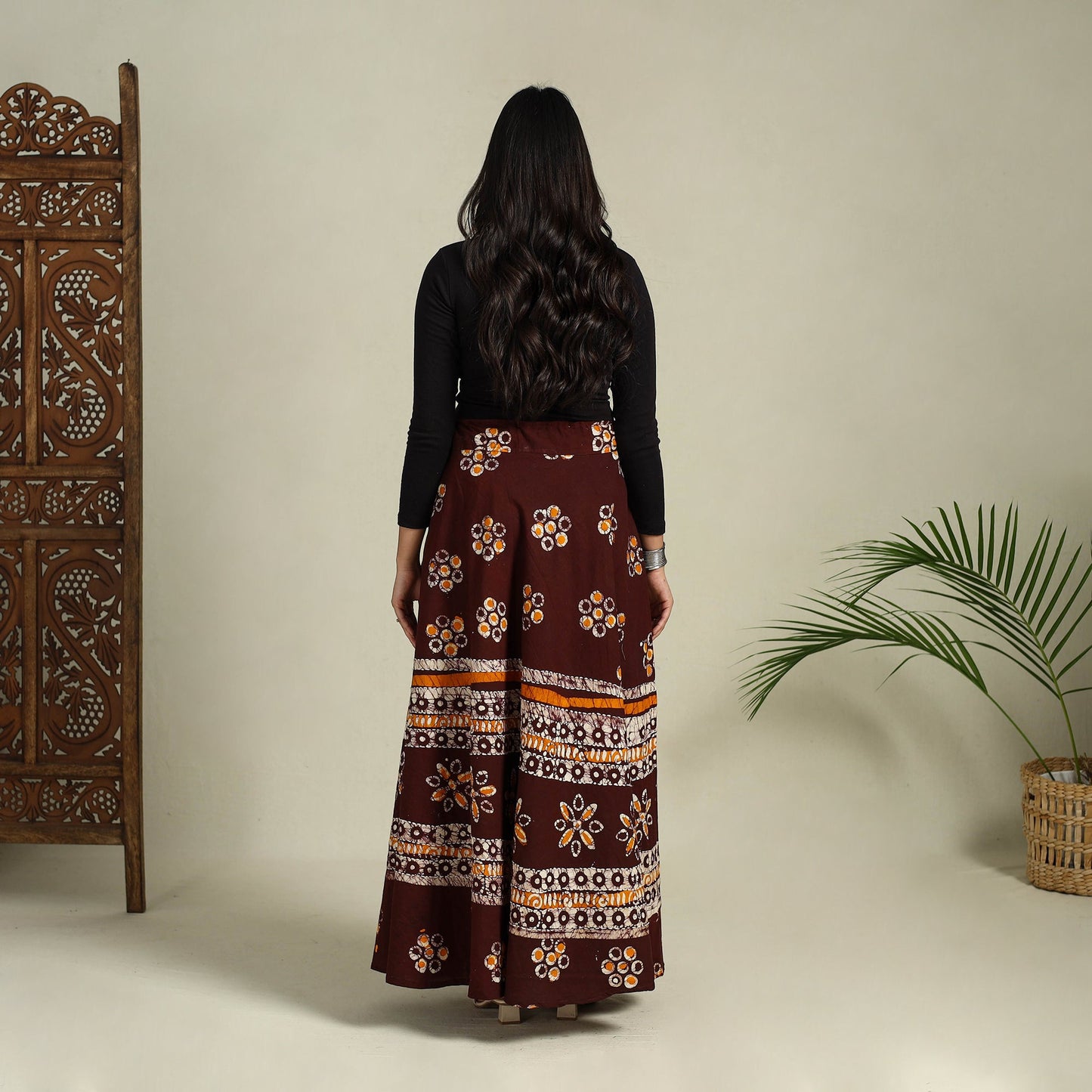 Buy Hand Batik Print Running Stitch Cotton Long Skirt