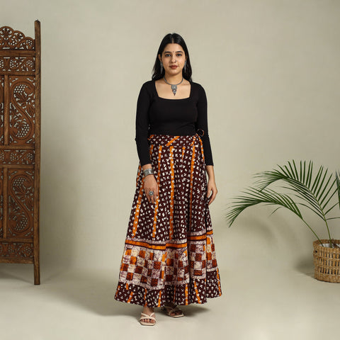 Buy Hand Batik Print Running Stitch Cotton Long Skirt