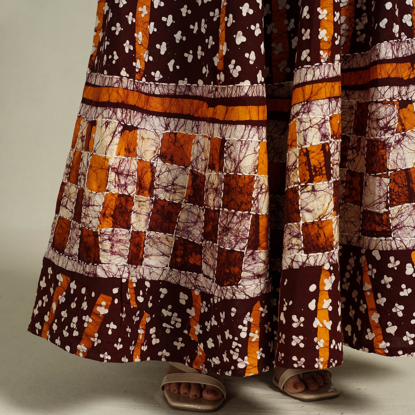 Buy Hand Batik Print Running Stitch Cotton Long Skirt