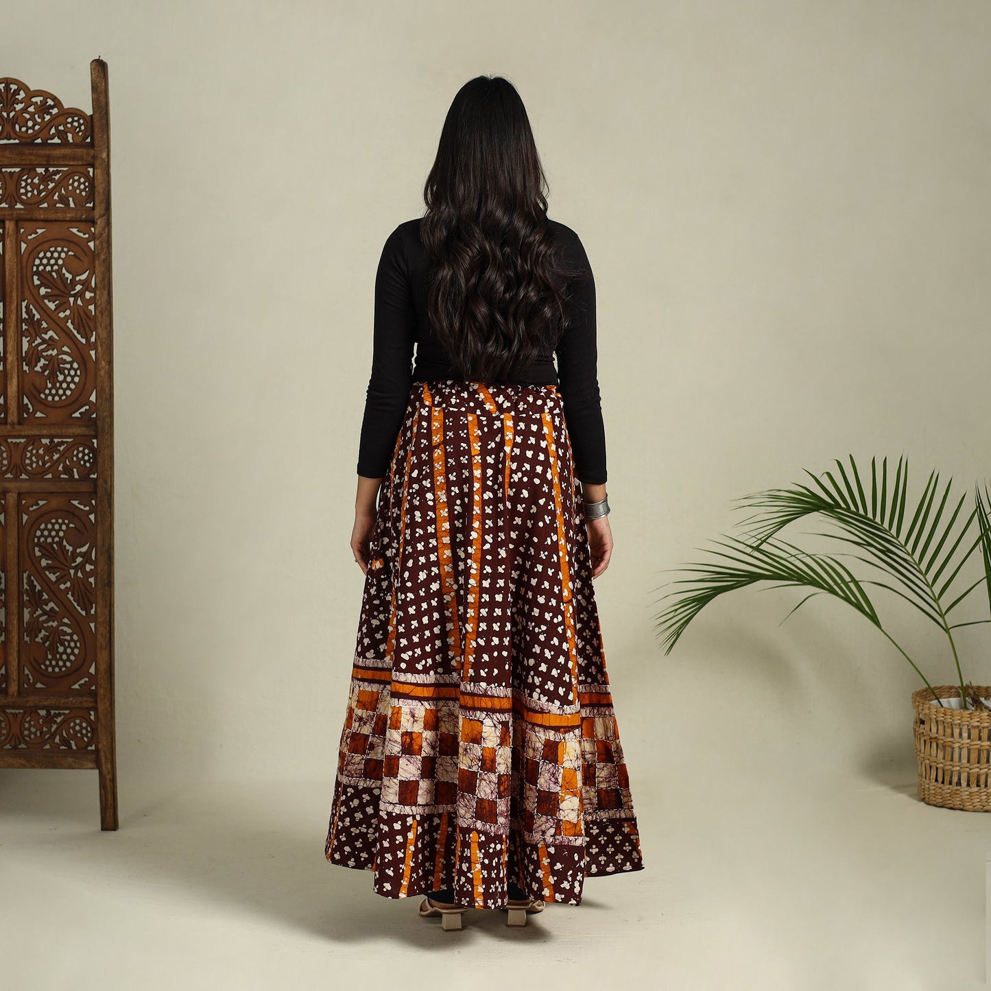 Buy Hand Batik Print Running Stitch Cotton Long Skirt