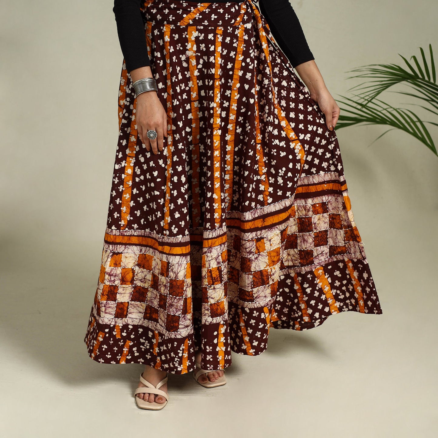 Buy Hand Batik Print Running Stitch Cotton Long Skirt