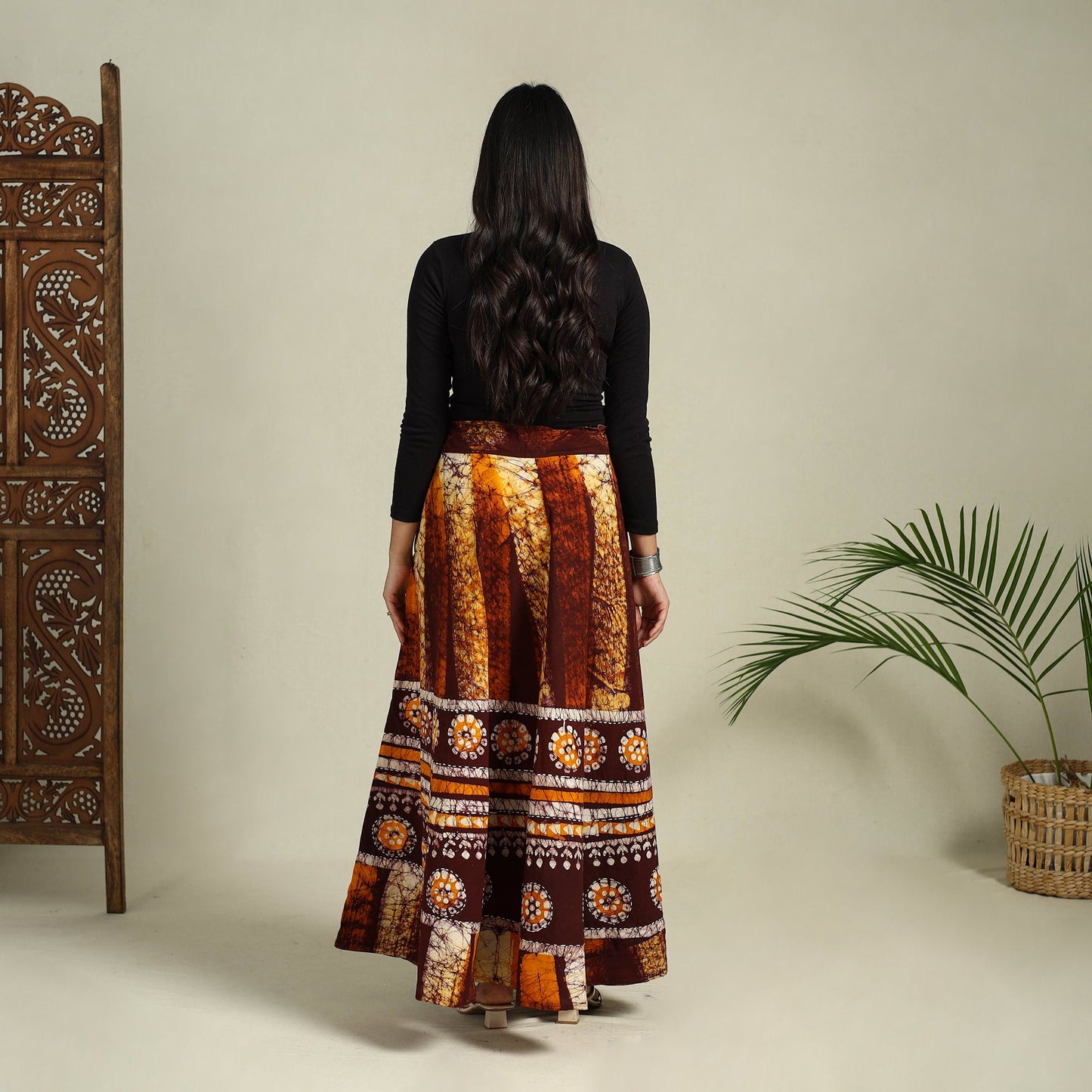 Buy Hand Batik Print Running Stitch Cotton Long Skirt