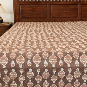 Brown - Block Art Print Cotton Double Bindaas Bed Sheet (110 x 93 in)