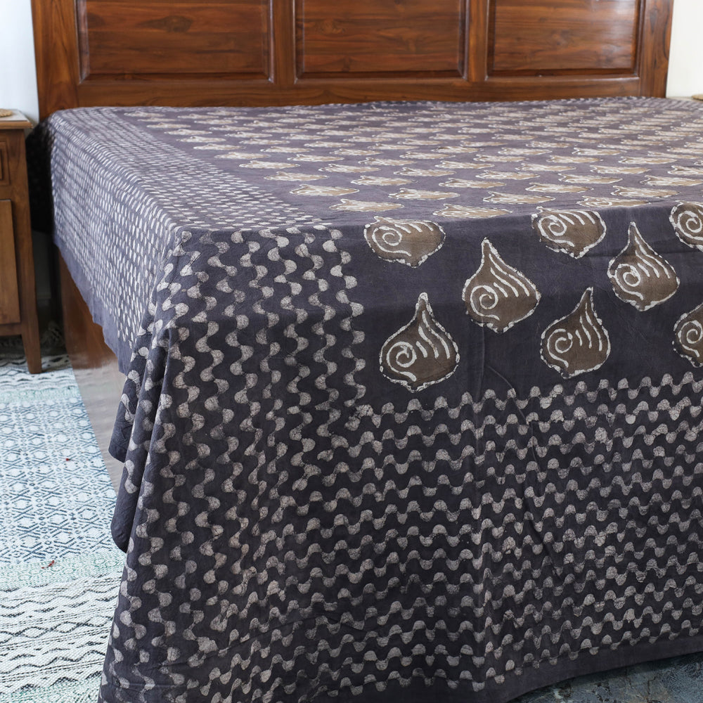 Brown - Block Art Print Cotton Double Bindaas Bed Sheet (110 x 93 in)