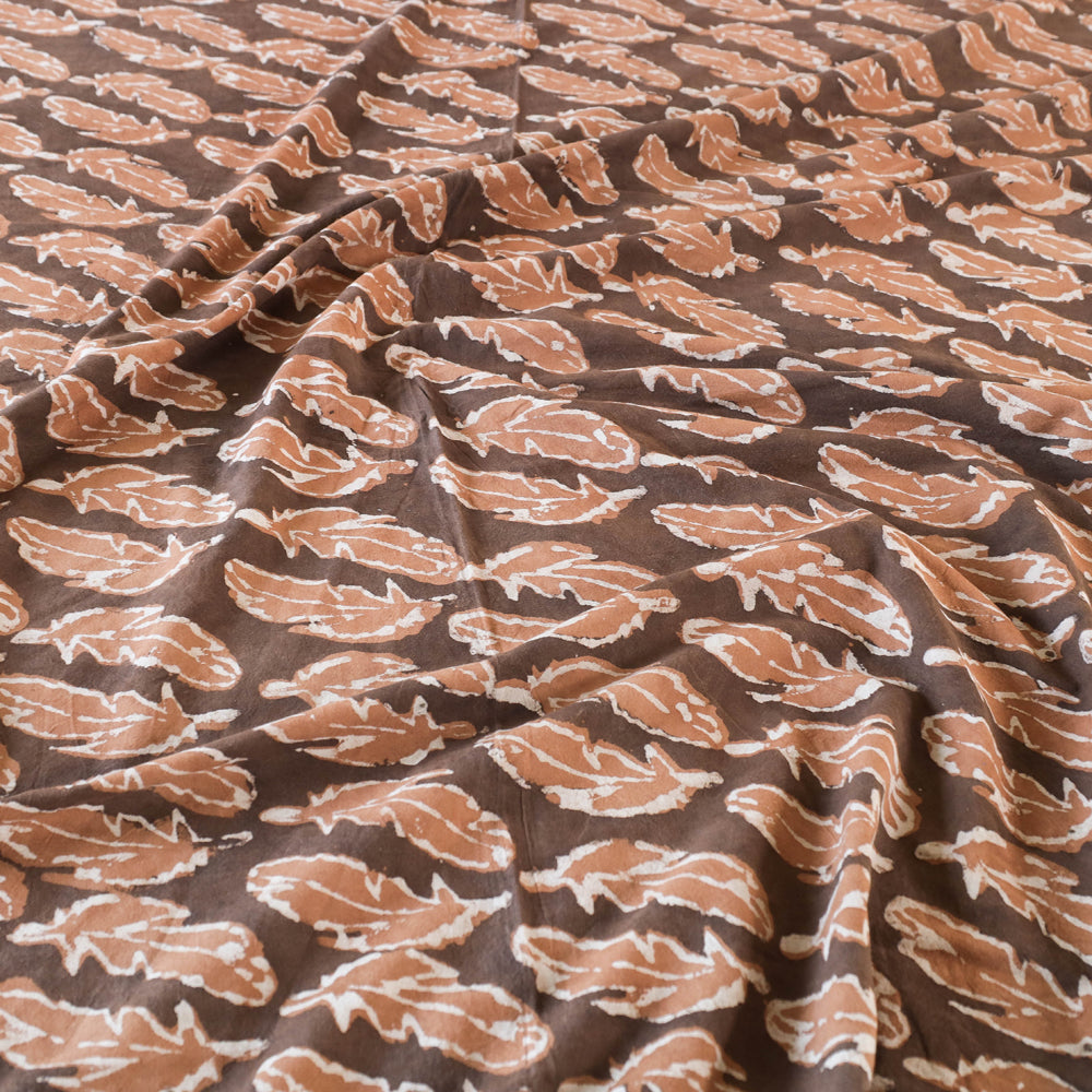 Brown -Block Art Print Cotton Double Bindaas Bed Sheet (110 x 93 in)