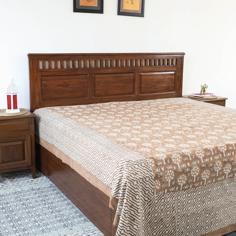 Buy Block Art Print Cotton Double Bindaas Bed Sheet
