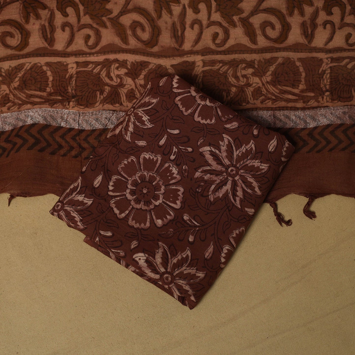 Hand bagru linen 3pc unstitched dress material 14
