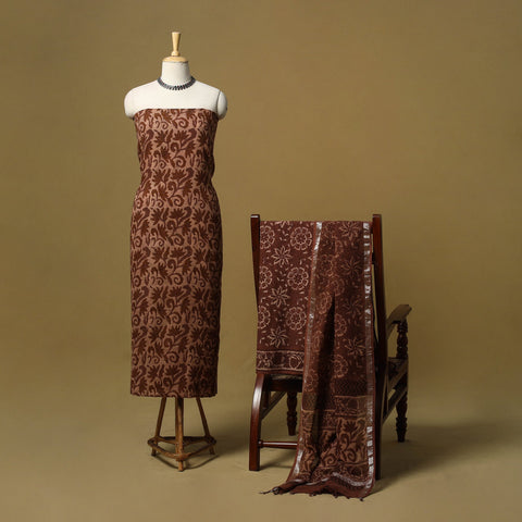 Hand bagru linen 3pc unstitched dress material 14