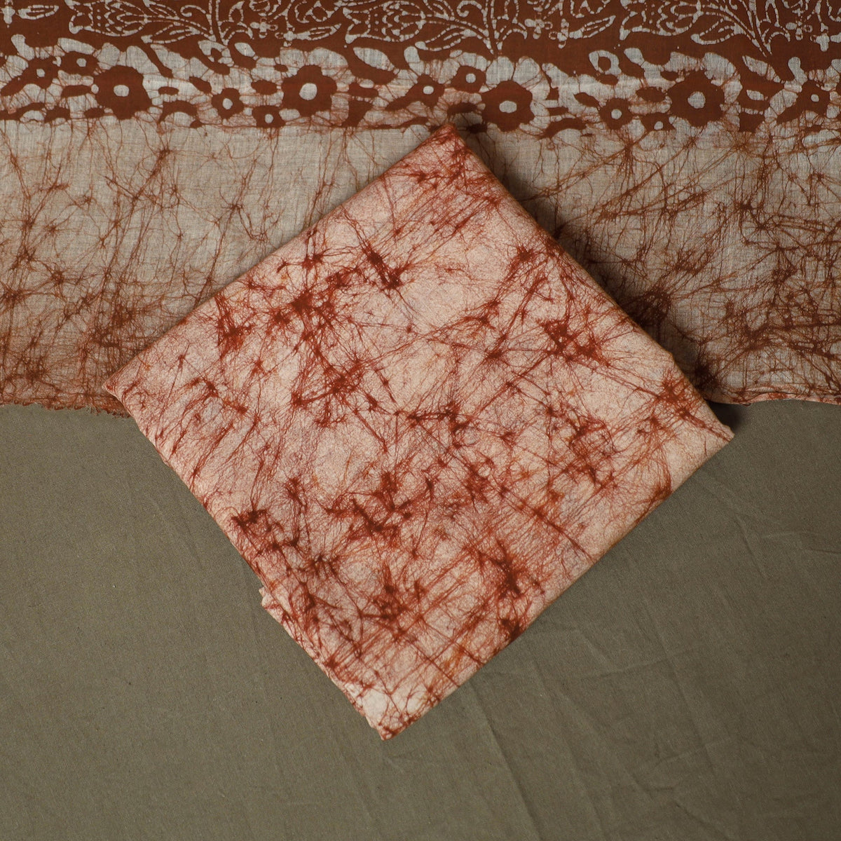 Hand batik cotton 3pc unstitched dress material 01
