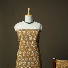 Hand block batik print cotton 3pc unstitched dress material