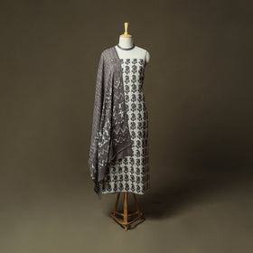 Hand block batik print cotton 3pc unstitched dress material