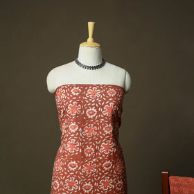 Hand block batik print cotton 3pc unstitched dress material
