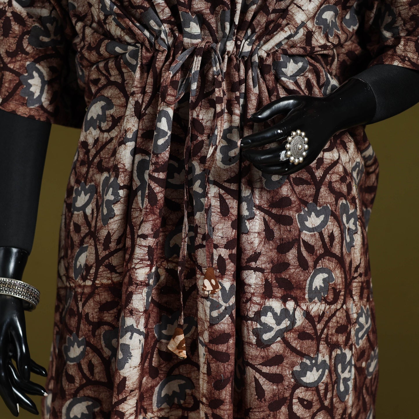 Hand batik cotton long kaftan 18 - handcrafted