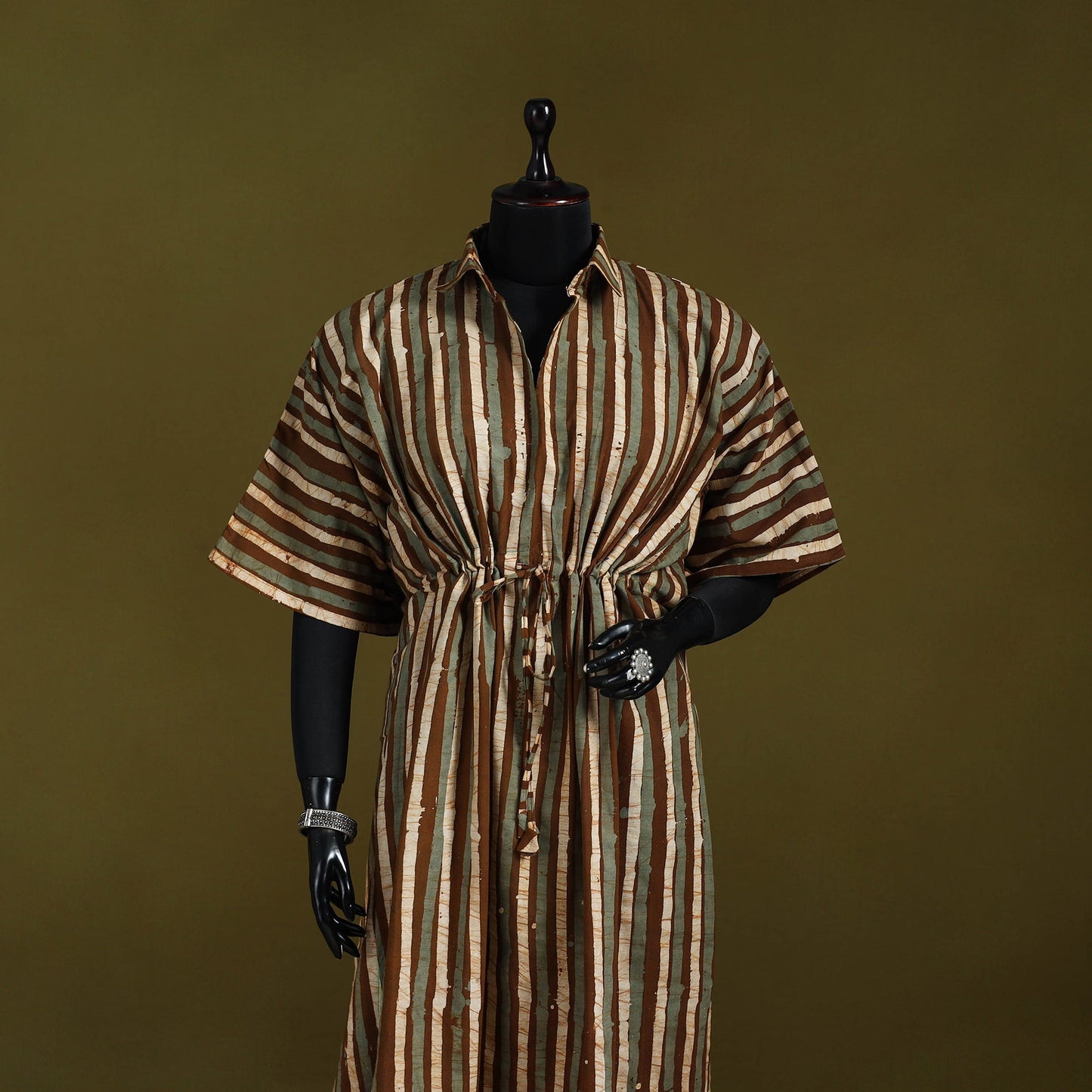 Hand batik cotton long kaftan 31 - handcrafted