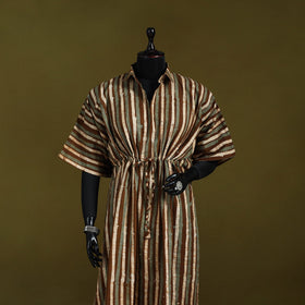 Hand batik cotton long kaftan 31 - handcrafted