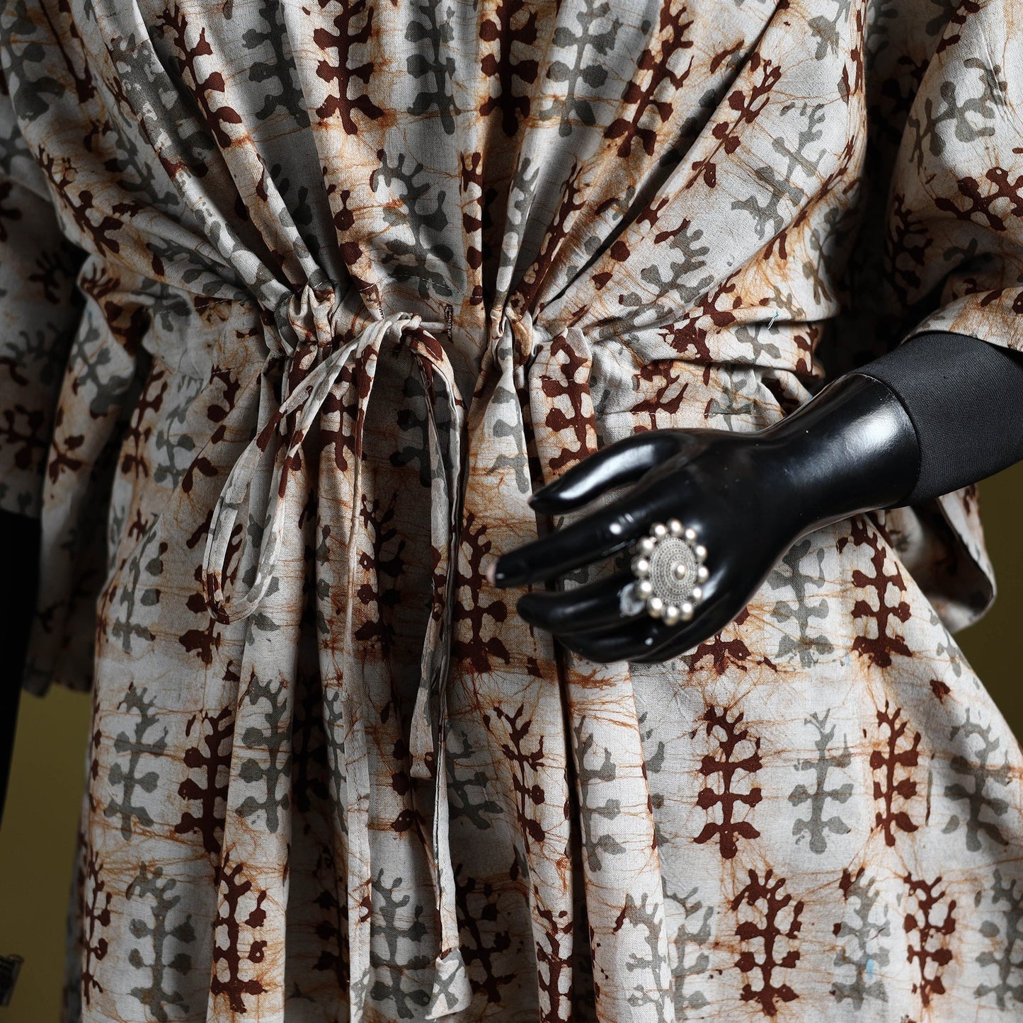 Hand batik cotton medium kaftan 39 - handcrafted