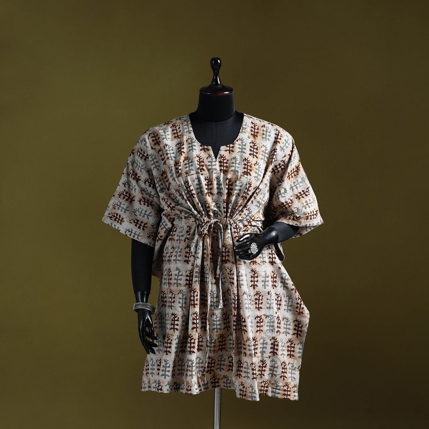 Hand batik cotton medium kaftan 39 - handcrafted
