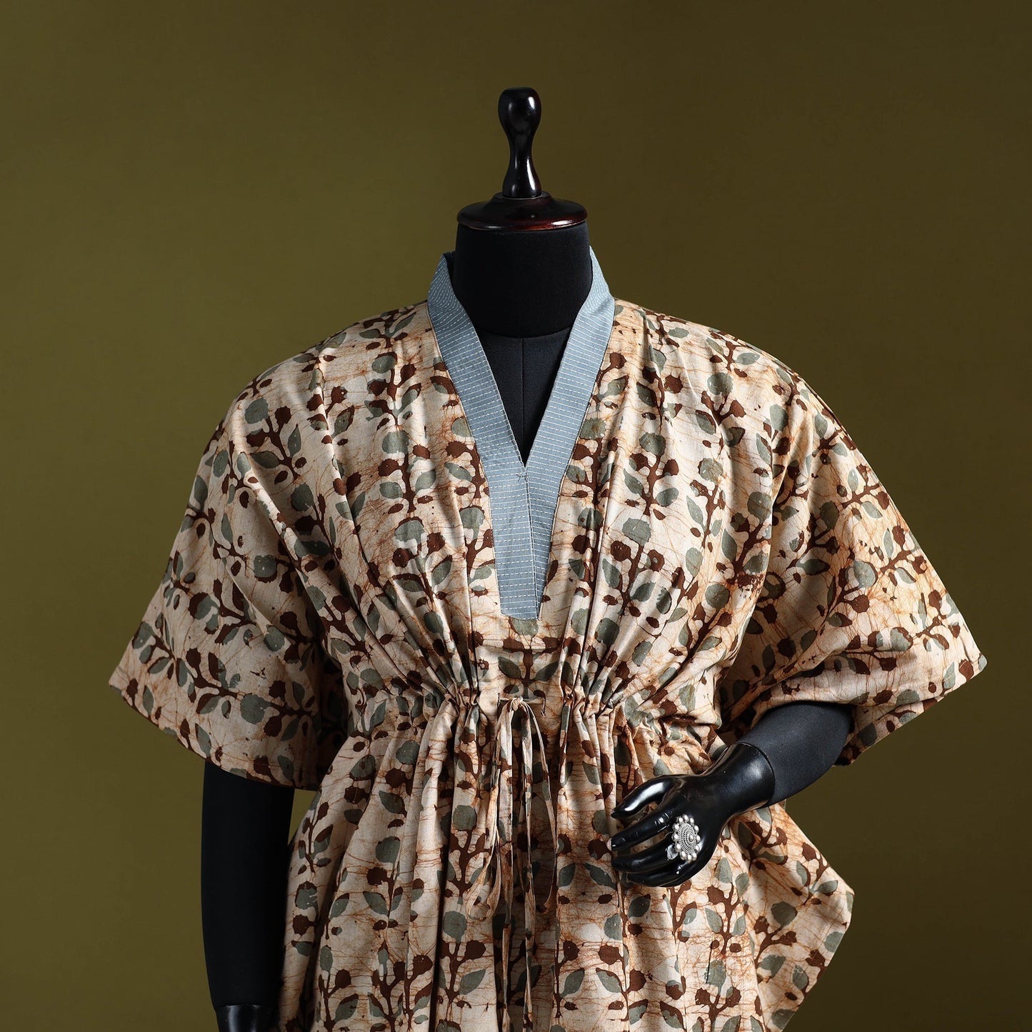 Hand batik cotton medium kaftan 43 - handcrafted