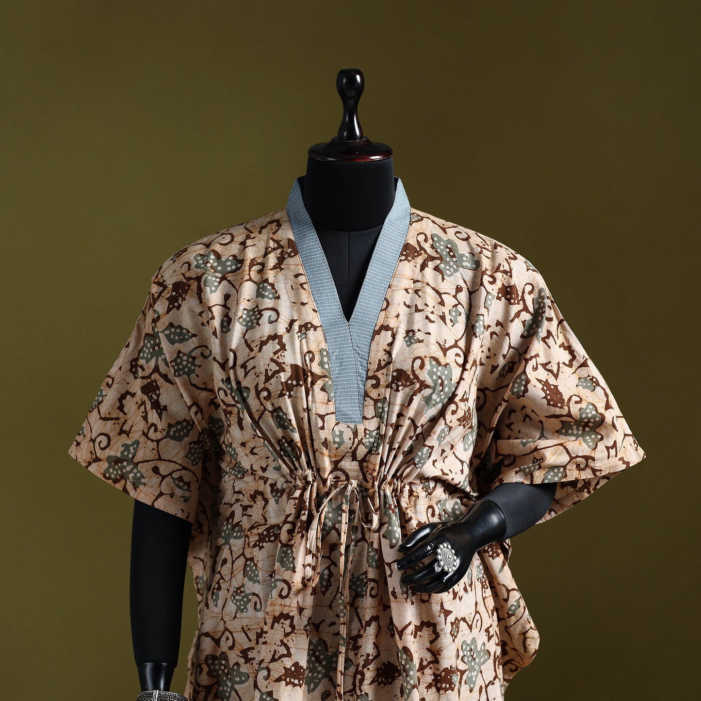 Hand batik cotton medium kaftan 44 - handcrafted