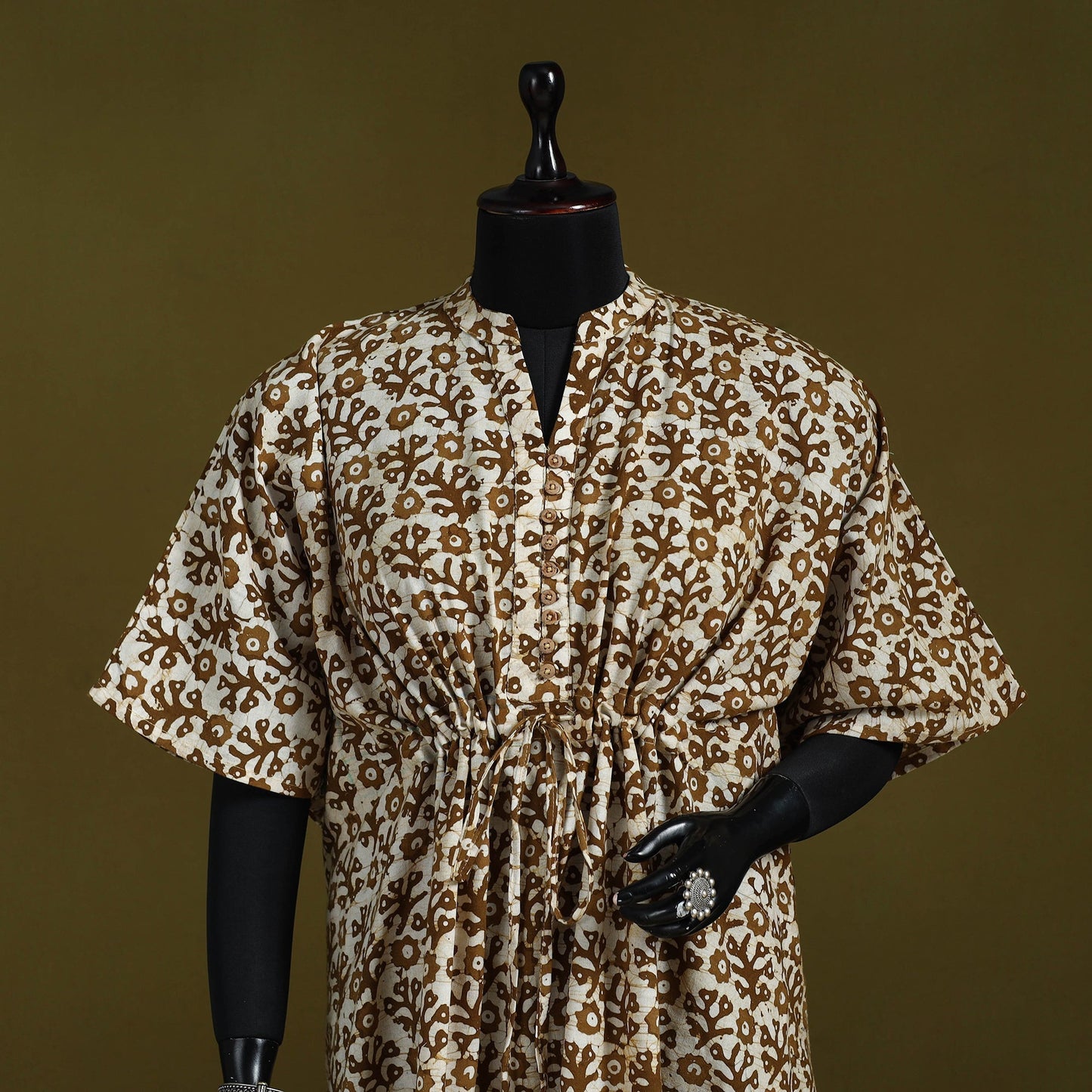 Hand batik cotton medium kaftan 72 - handcrafted