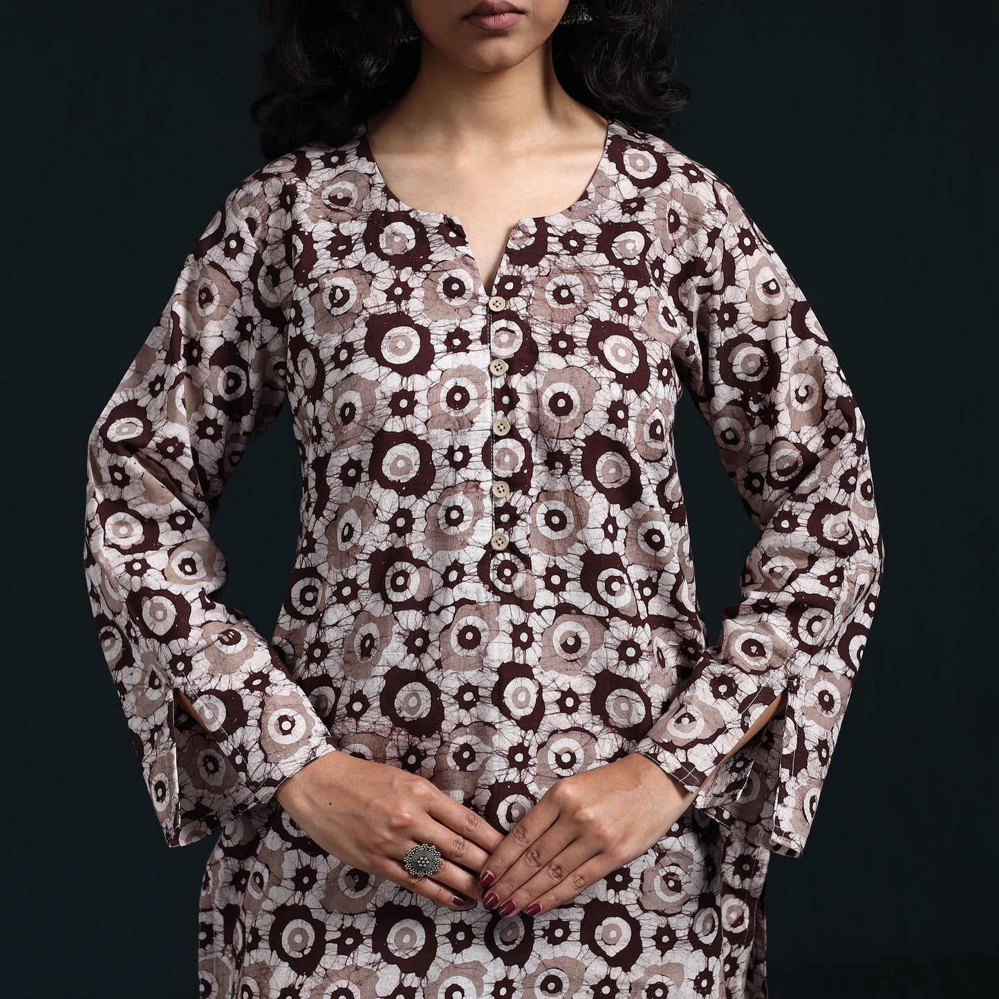 Hand batik cotton suit set with dupatta for women 02