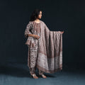Hand batik cotton suit set with dupatta for women 04