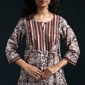 Hand batik cotton suit set with dupatta for women 04