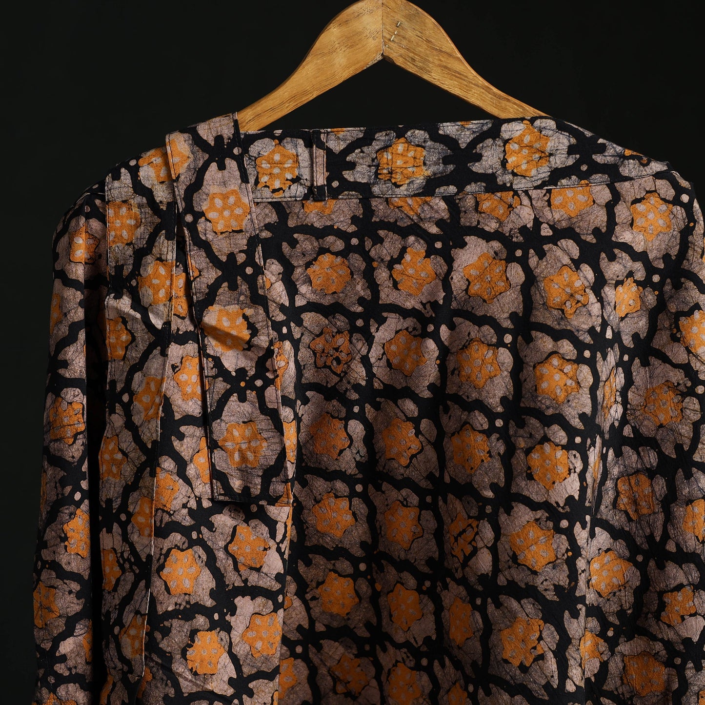 Hand block batik print cotton wrap around skirt 01
