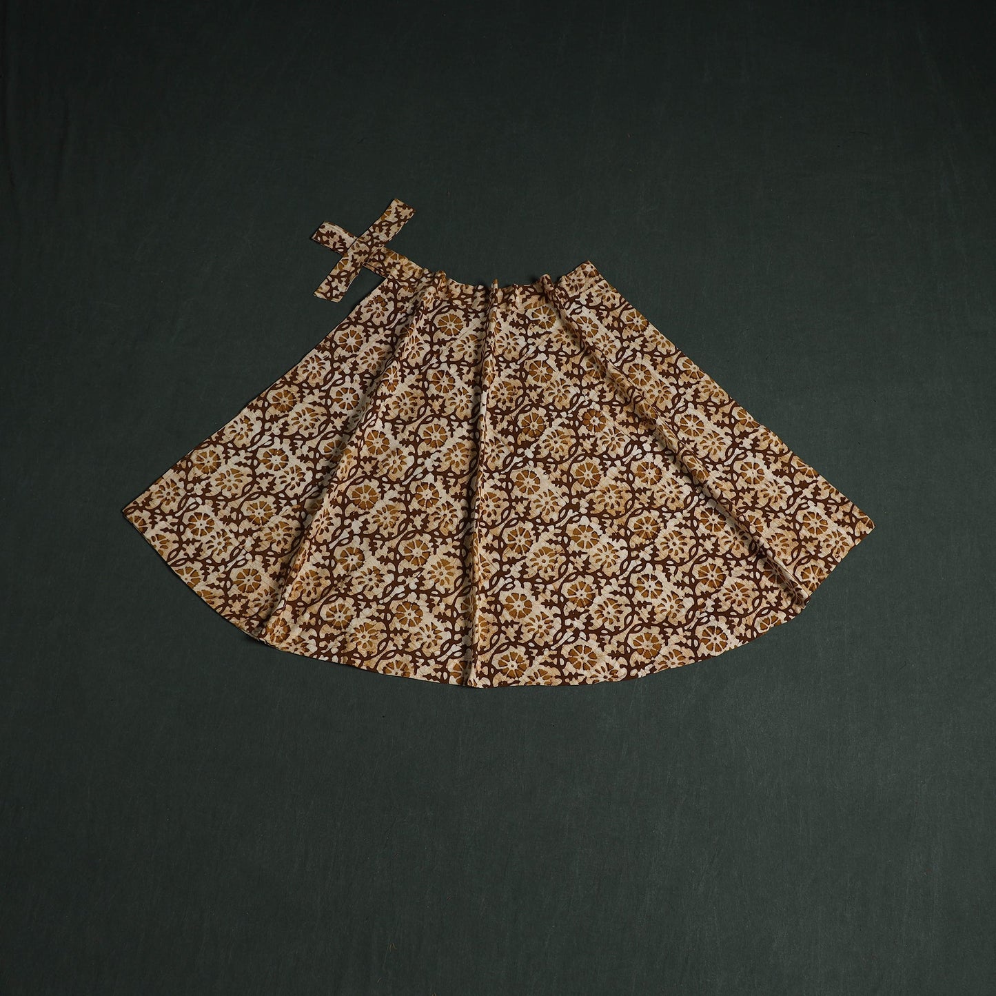 Hand block batik print cotton wrap around skirt 35