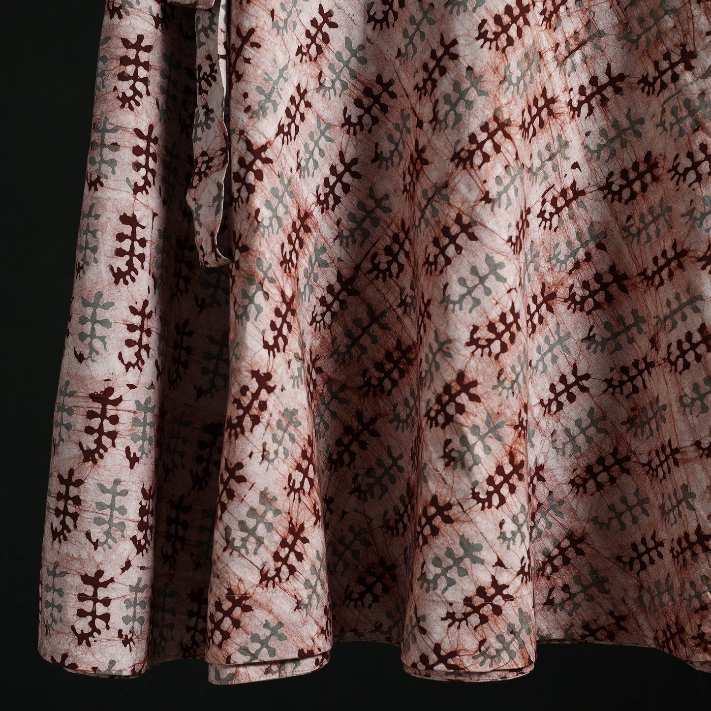 Hand block batik print cotton wrap around skirt 38