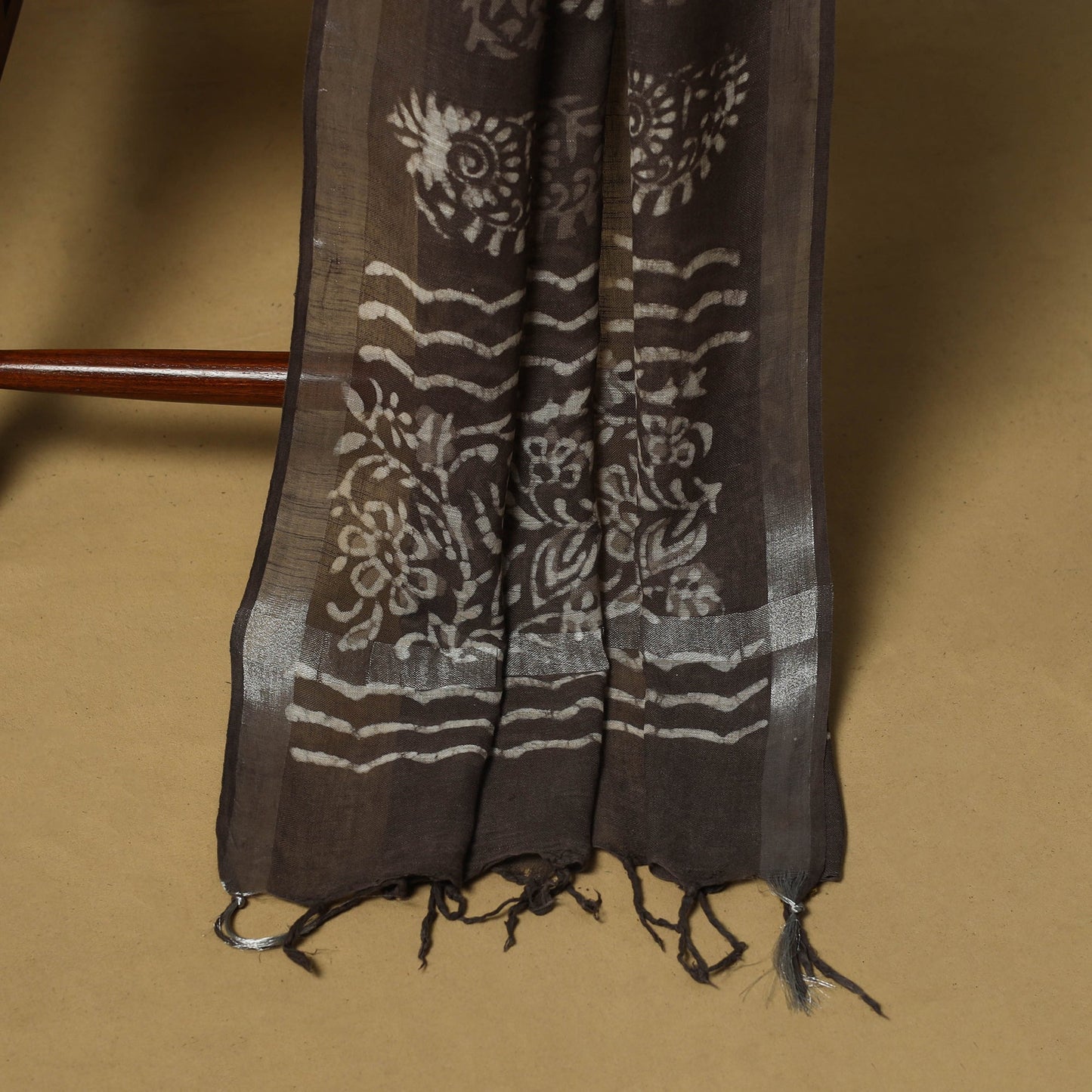 Hand batik linen 3pc unstitched dress material 35