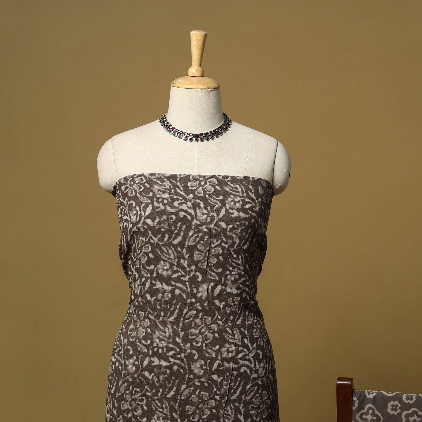 Hand batik linen 3pc unstitched dress material 35
