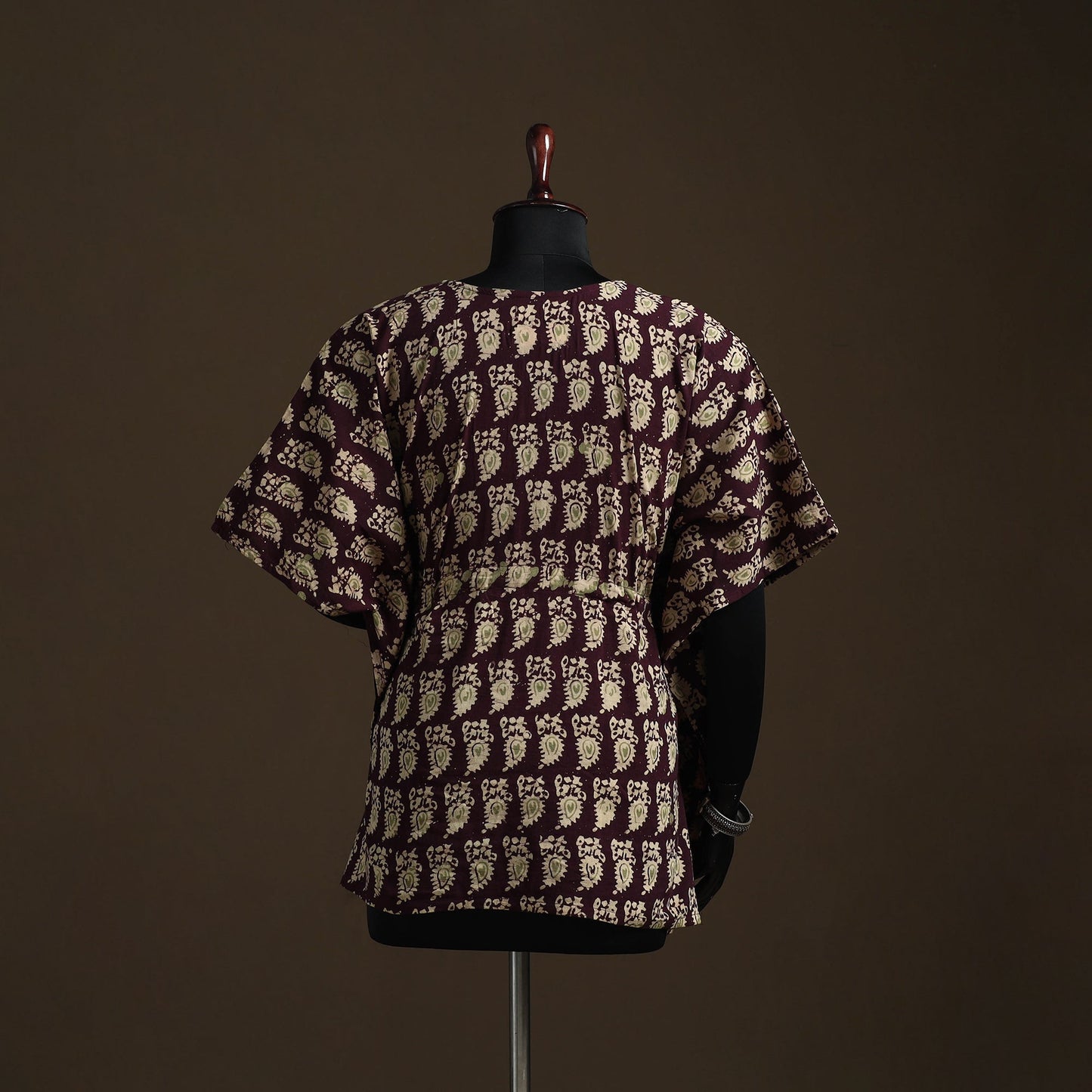Hand block batik print patchwork cotton kaftan (short) 37