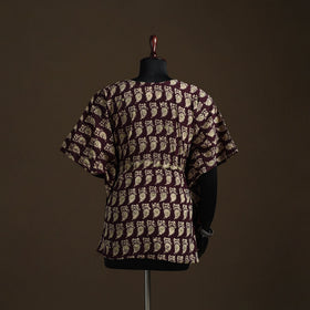 Hand block batik print patchwork cotton kaftan (short) 37